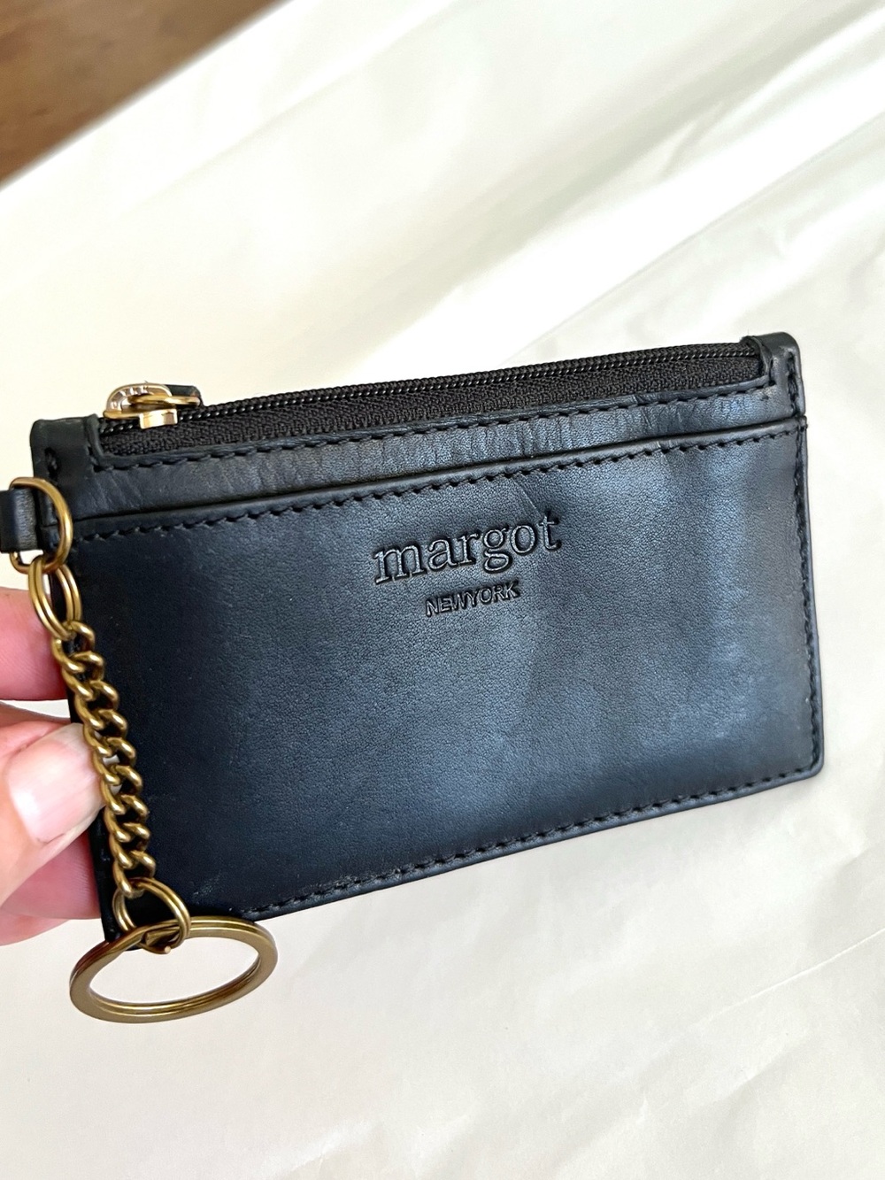 Margot Leather Zip Wallet Card Holder ID Keychain